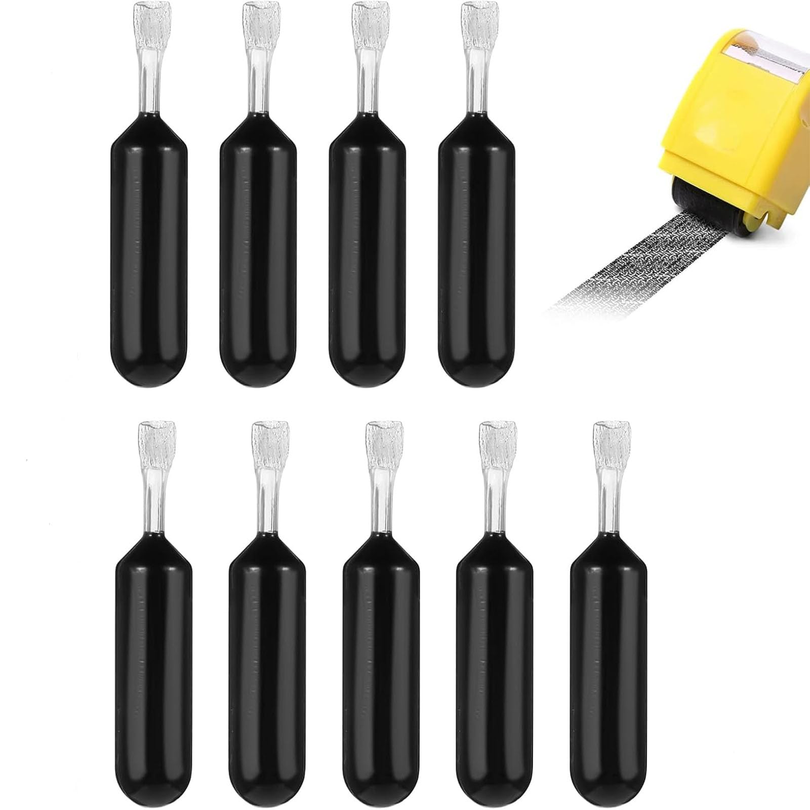 Identity Theft Protection Roller Stamp Set, 9 Pcs Black Replacement Rolling Ink Refills for Confidential Privacy Security Ink Stamps to Cover Personal Information Mail Address Blocker