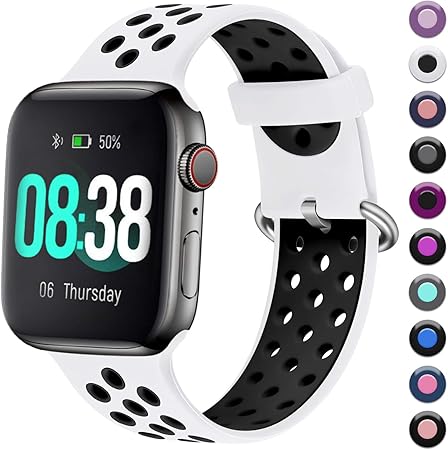 Maledan Compatible con Apple Watch Correa 38mm 40mm, Reemplazo de Silicona Suave Correa Deportiva Agujeros Respirables Compatible para Series 5 4 3 2 ...