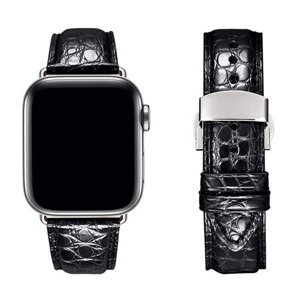 MUENShop Compatible with Apple Watch Alligator Strap 49mm 45mm 44mm 40mm 41mm Real Crocodile Replacement Band for iWatch Series 9 8 7 6 5 4 SE,Ultra/Ultra 2