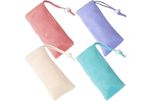 Uonlytech 4pcs Exfoliating Soap Pouch with Drawstring for Handmade Soap for Travel and Outdoor Use