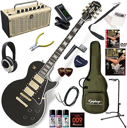Amazon Epiphone エレキギター 初心者 入門 3ピックアップのレスポールカスタム レトロなデザインで多機能 高音質のyamaha Thr5が入ってる大人の19点セット Les Paul Black Beauty 3 エレキギターセット 楽器