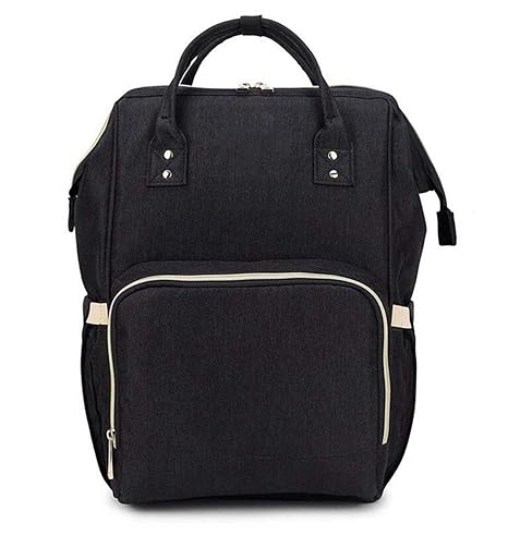 SHANBUYERS - Xplore the Unxplored Multi-Functional Waterproof Baby Diaper Bag for Mom (16.5 X 10 X 8 Inch; Black)