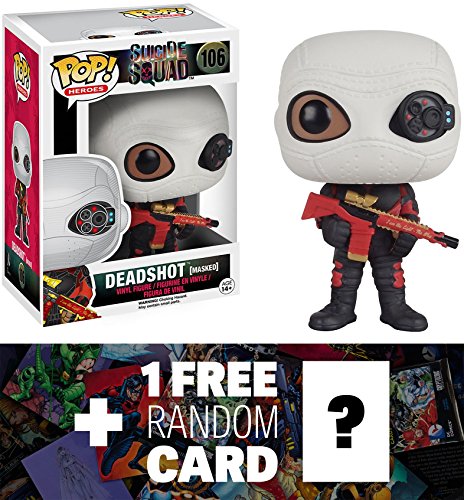Deadshot (Masked): Funko POP! x Suicide Squad Figure + 1 FREE Official DC Trading Card Bundle (083601)