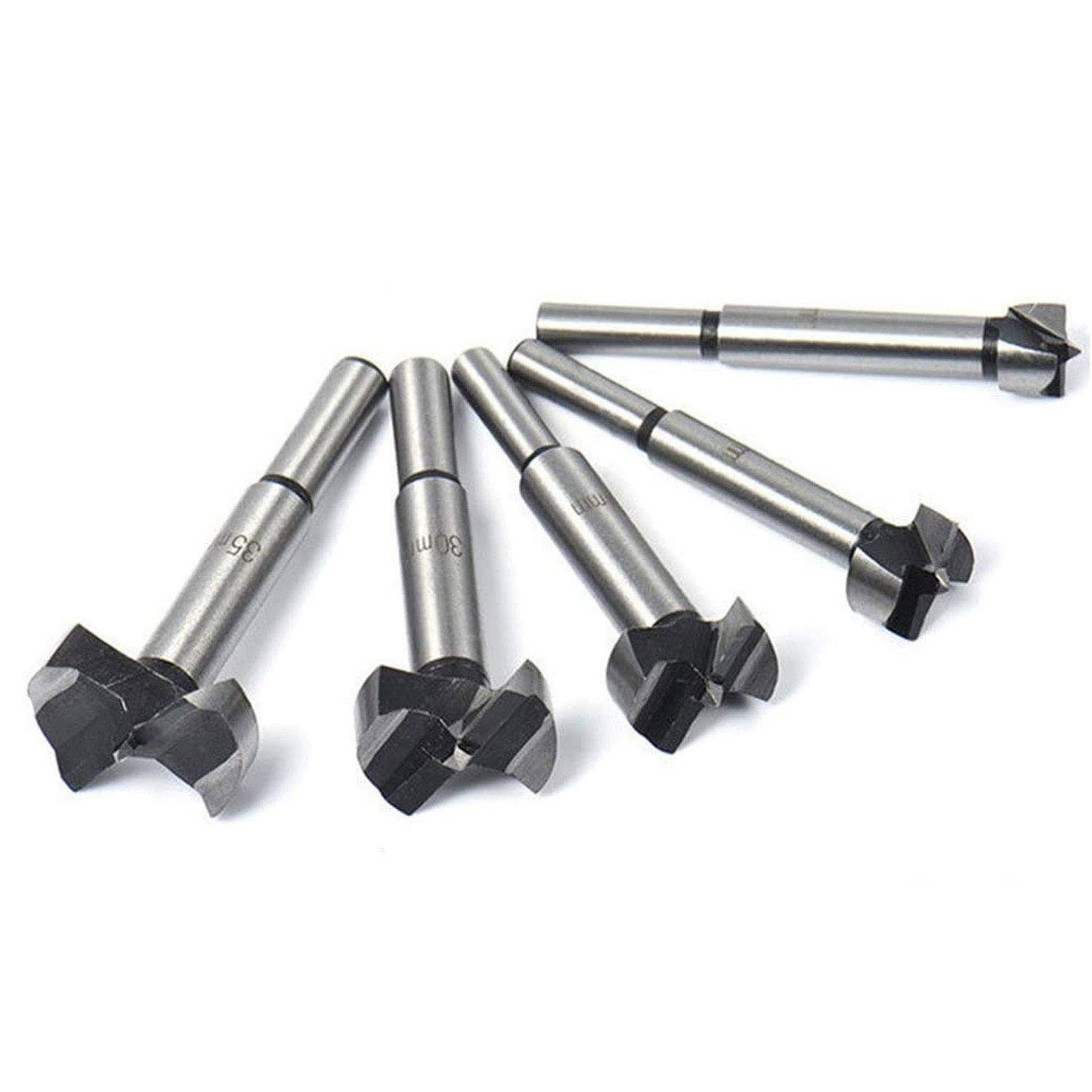 Malayas Forstner Wood Drilling 5 Pieces Drill Bit Set 15mm - 35mm Woodworking Hinge Boring Hole Saw Cutter Carbide Steel Tool