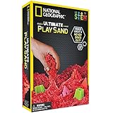 NATIONAL GEOGRAPHIC Play Sand - 2 LBS of Sand with Castle Molds and Tray (Red) - A Kinetic Sensory Activity