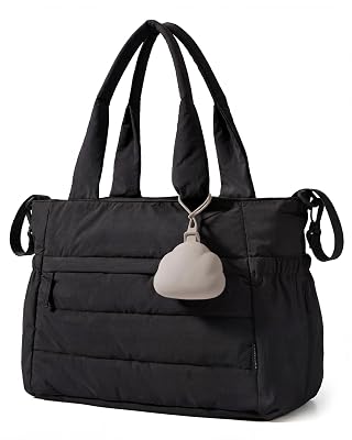 BAGSMART Diaper Bag Tote, Large Baby Bags for Mom, Hospital Bag for Labor Delivery, Lightweight Puffy Maternity Travel Tote with Changing Pad & Pacifier Case