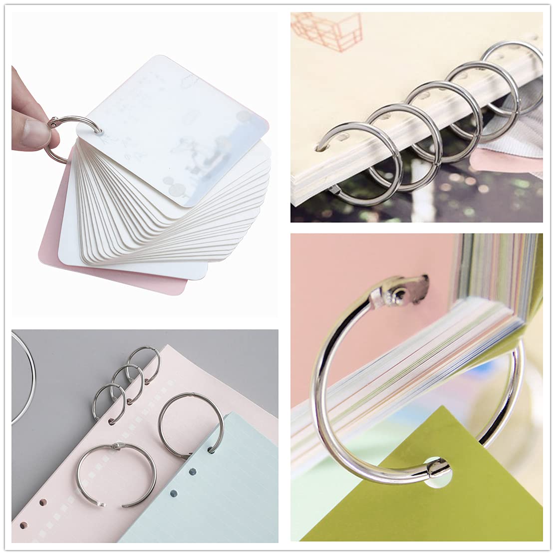 KINGFOREST 100PCS Binder Rings 1 Inch,Nickel Plated Steel Book Rings,Loose Leaf Binder Rings,Key Rings,Metal Rings for Index Cards.