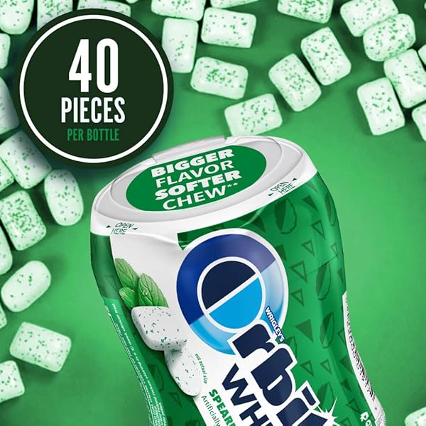 ORBIT WHITE GUM SPEARMINT CHEWING GUM SUGAR-FREE, 40-PIECE BOTTLE, BULK