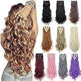 Double Weft Hair Extensions 8Pcs 18 Clips 24 Inch Wavy Curly Full Head Clip in on Synthetic Hairpieces