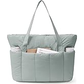 Narwey Puffer Tote Bag for Women Work with Laptop Compartment, Puffy Quilted Work Tote Bags for Travel Carry on Teacher Nurse