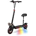 Lovlivi Electric Scooter for Adults, Up to 30 MPH & 30 Miles, J11 Foldable Sport Electric Scooter with 1200W Motor, 11'' Off-Road Pneumatic Tires with Suspensions, E-Scooter with Seat & Dual Braking