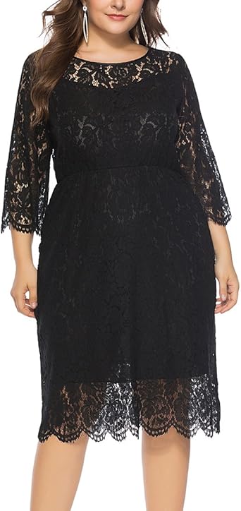 long black lace dress plus size