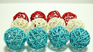Amazon Com Decorative Spheres Azure White Red Rattan Medium