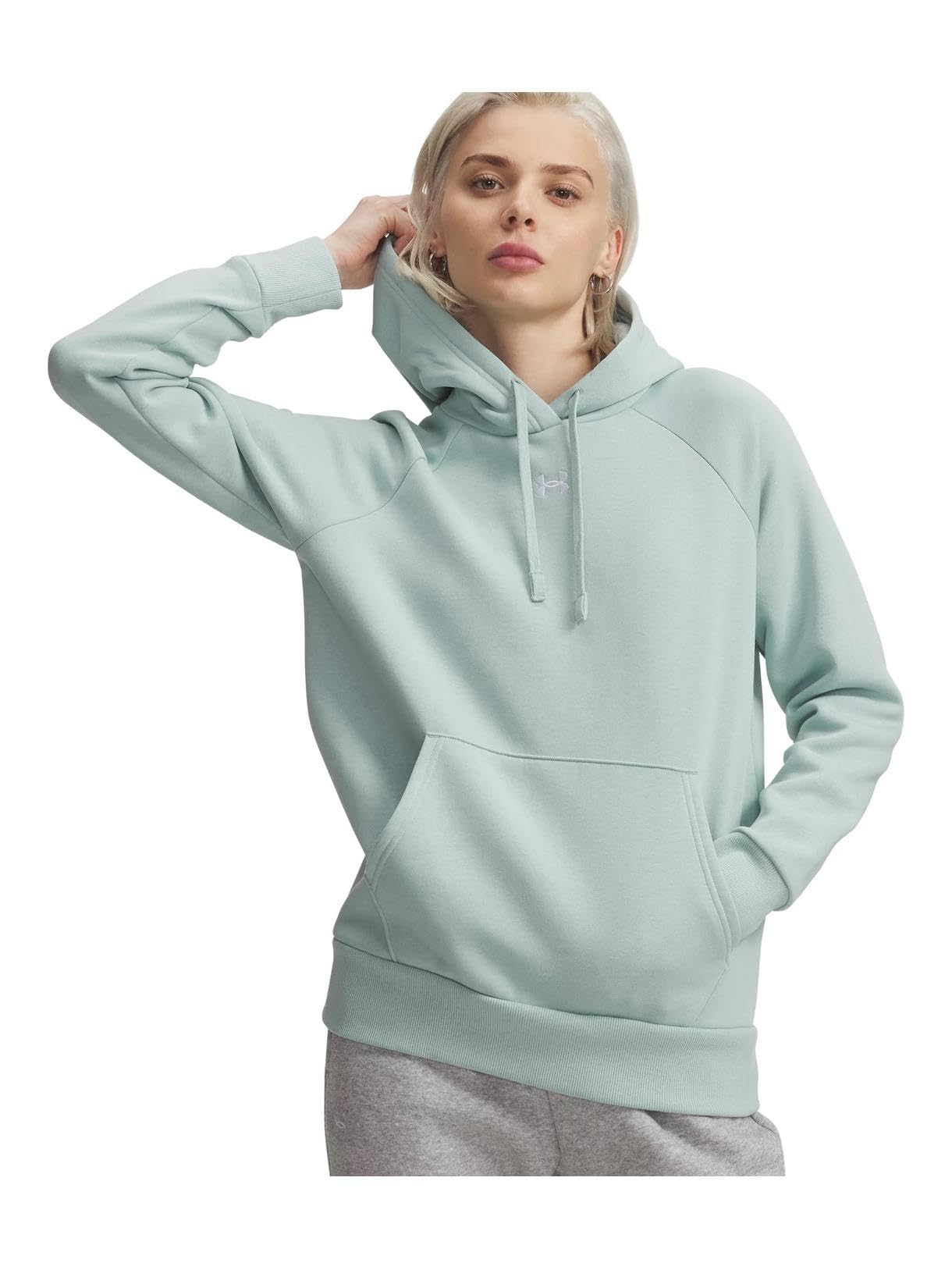 Under Armour Womens Rival Fleece Hoodie Enamel Blue/White Medium Image