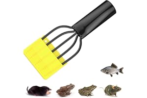 Pawfly Fishing Spear, Stainless Steel Frog Gig Gaff, Strong Flounder Gig with Barbed 5 Prong Tine, Fishing Harpoon Spearhead Fork for Fish Bullfrog Toad Mole & Hunting