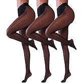 Popilush Sheer Tights for Women, Polka Dot High Waist Pantyhose, 30D Control Top Tight Compression Nylons