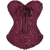 DKCHENH Renaissance Corset Top for Women,Pirate Corset Shapewear,Bustiers with Lace Up Boned Overbust,Size XS to 6XL
