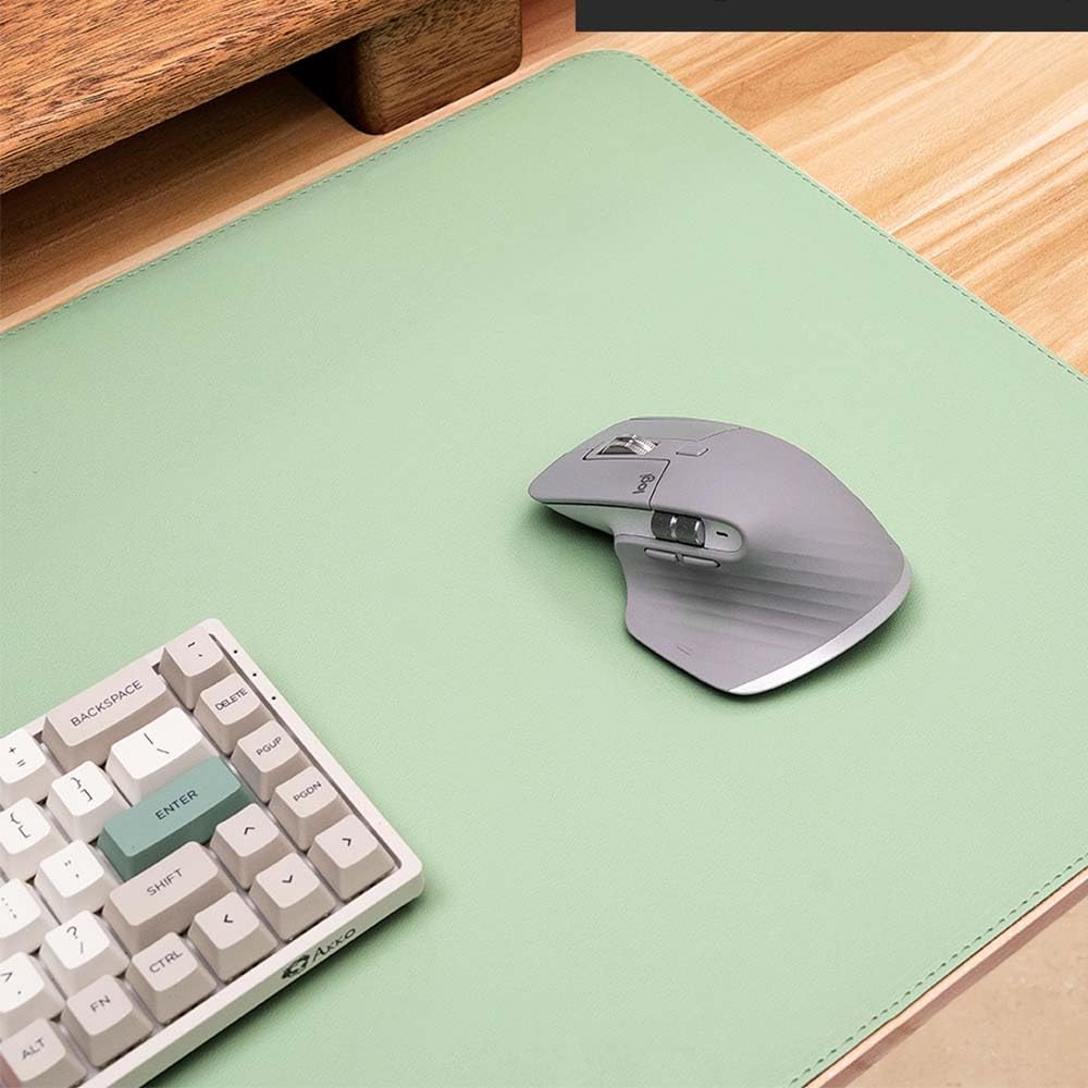Photo 1 of URMONA Leather Desk Pad Protector, Large Desk Mat for Keyboard and Mouse, Scratch-Proof and Wear-Resistant, Suede Non-Slip Bottom?Green-23.6 x 13.7 in?
