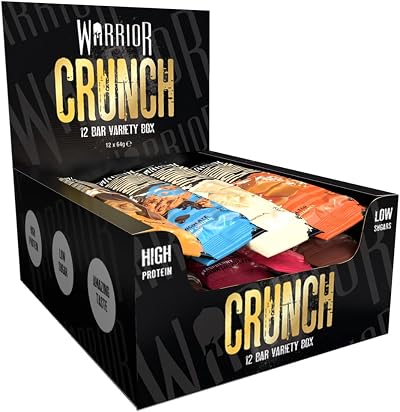 Warrior Crunch Protein Bars Variety Pack 12 x 64g High Protein Low Sugar