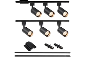 Hiiglxii 6-Light LED Track Lighting Kit with 6.6FT H Track Lighting Rails & Floating Canopy Connector, GU10 Track Light Kit, Modern Kitchen Track Lighting Fixtures Ceiling Spot Light, Black (No Bulbs)