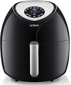 Ultrean 6 Quart Air Fryer, Large Family Size Electric Hot Air Fryers XL Oven Oilless Cooker with 7 Presets, LCD Digital Touch Screen and Nonstick Detachable Basket,UL Certified,1700W (Black) (Renewed)