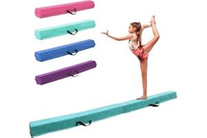 FINCOME 8FT/9FT/9.5FT/10FT Folding Balance Beam, Portable Gymnastics Beam Equipment with Non Slip Rubber Base & Suede Cover for Training/Practice/Professional Home Exercise