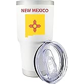 Palm City Products 30 oz New Mexico Tumbler White – State Flag and Map Design – Ideal for Hot and Cold Drinks – New Mexico Themed Gifts, Souvenirs, and Coffee Tumblers