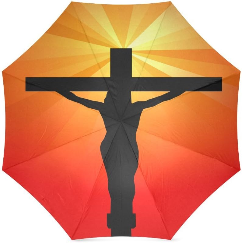 Catholic Christian Religious Church Gifts Cross Anti Rain Windproof Travel Golf Sports Foldable Umbrella