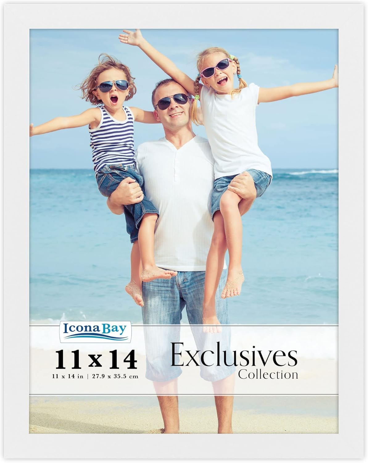 Icona Bay - 14x11 White Picture Frame - Sturdy Engineered Wood Photo Frame 14 x 11 - Sleek Design, Wall Mount Only - Exclusives Collection