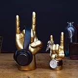 Luckies Rock On Hand Mini Headphone Stand Jewellery Holder Desk Ornament Gold view 5