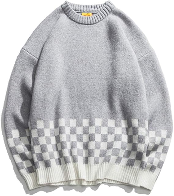 Amazon Habille ハビー メンズ チェック柄 セーター ニット 丸襟 プルオーバー 中厚ニット 2カラー セーター 通販
