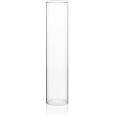 WGVI Hurricane Candle Holder Sleeve, Wide 3", Height 14", Clear Glass Cylinder Candleholder, Chimney Tube, Open Ended Candle Shade, 1 Piece