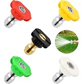 Pressure Washer Tips, Universal Pressure Washer Nozzle Tips (5 Pack), Power Washer Nozzle Tips for 1/4'' Quick Connect, 4500 PSI Multiple Degrees Pressure Washer Spray Nozzle (0、15、25、40、65) 3.0 GPM