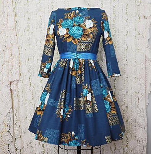 Floral BARKCLOTH Fabrics - Outback Wife Kirstine Blue EB01 - BARKCLOTH - Cotton - by Half METRE 50 cm x 150 cm - by Ella Blue - 100% Cotton (EB01 Blue Kirstine)