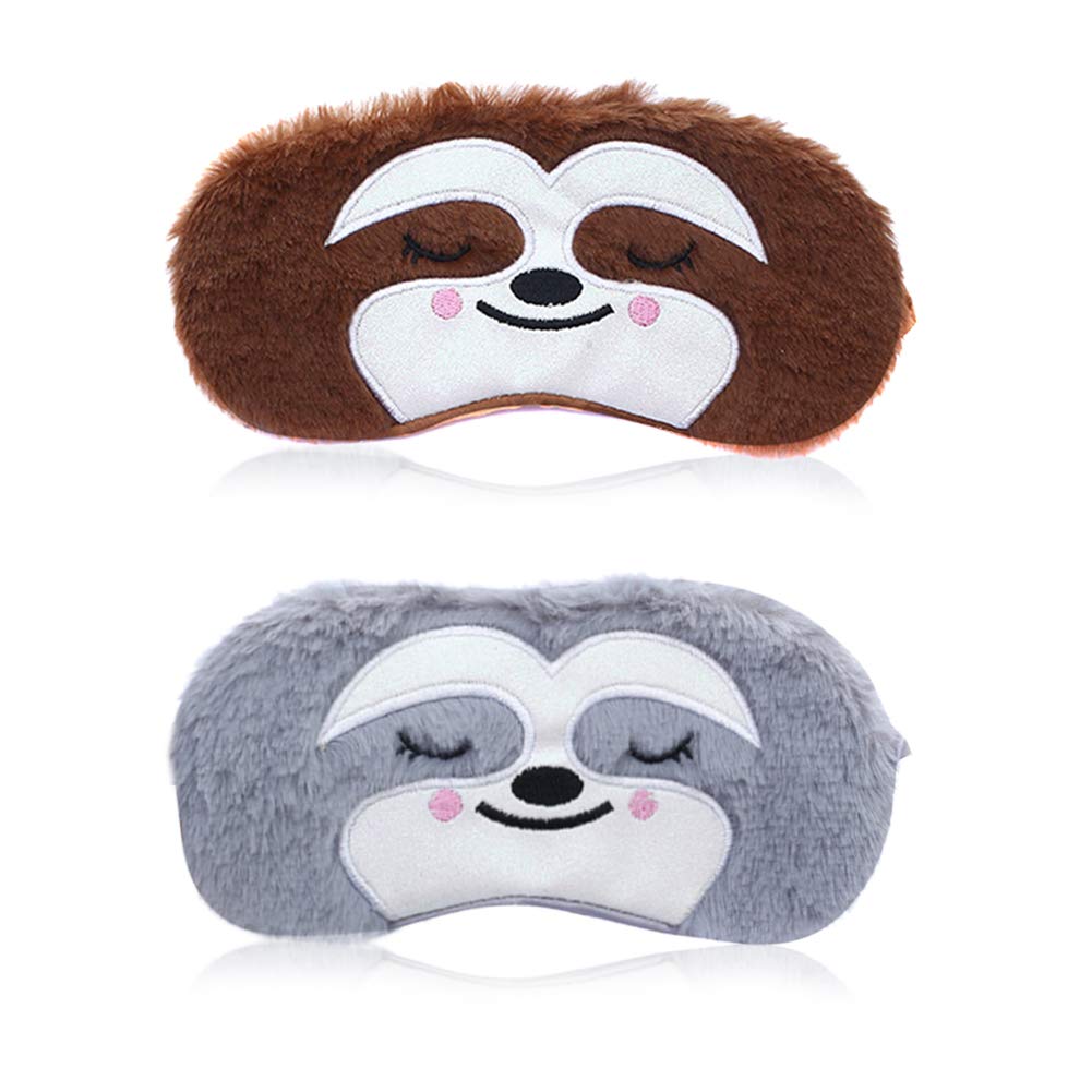 2PCS Animal Sleep Mask, Sleep Mask Ultra Soft Skin, Animal Eye Mask Sleep Mask 3D Cute Cartoon Eye Cover Blindfold Eyeshade Travel Sleeping Adjustable for Kids Girls and Women