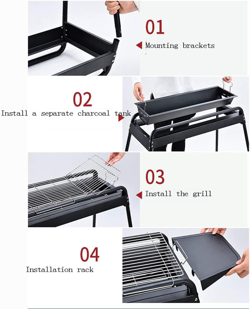 review zaizai Barbecue Grill, Portable Folding Charcoal Barbecue Desk Tabletop Outdoor Stainless Steel Smoker BBQ for Picnic Garden Terrace Camping Travel 77cm32cm82cm