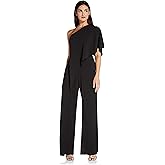 Adrianna Papell Women's Plus-Size One Shoulder Crepe Melania Jumpsuit Plus