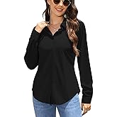 Womens Dress Shirts Regular Fit Long Sleeve Stretch Work Shirt Button Down Shirt Classic Collared Tops Stretchy