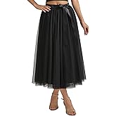 AiberLisha A line Tea Length Tulle Skirt for Party Prom Casual Wear