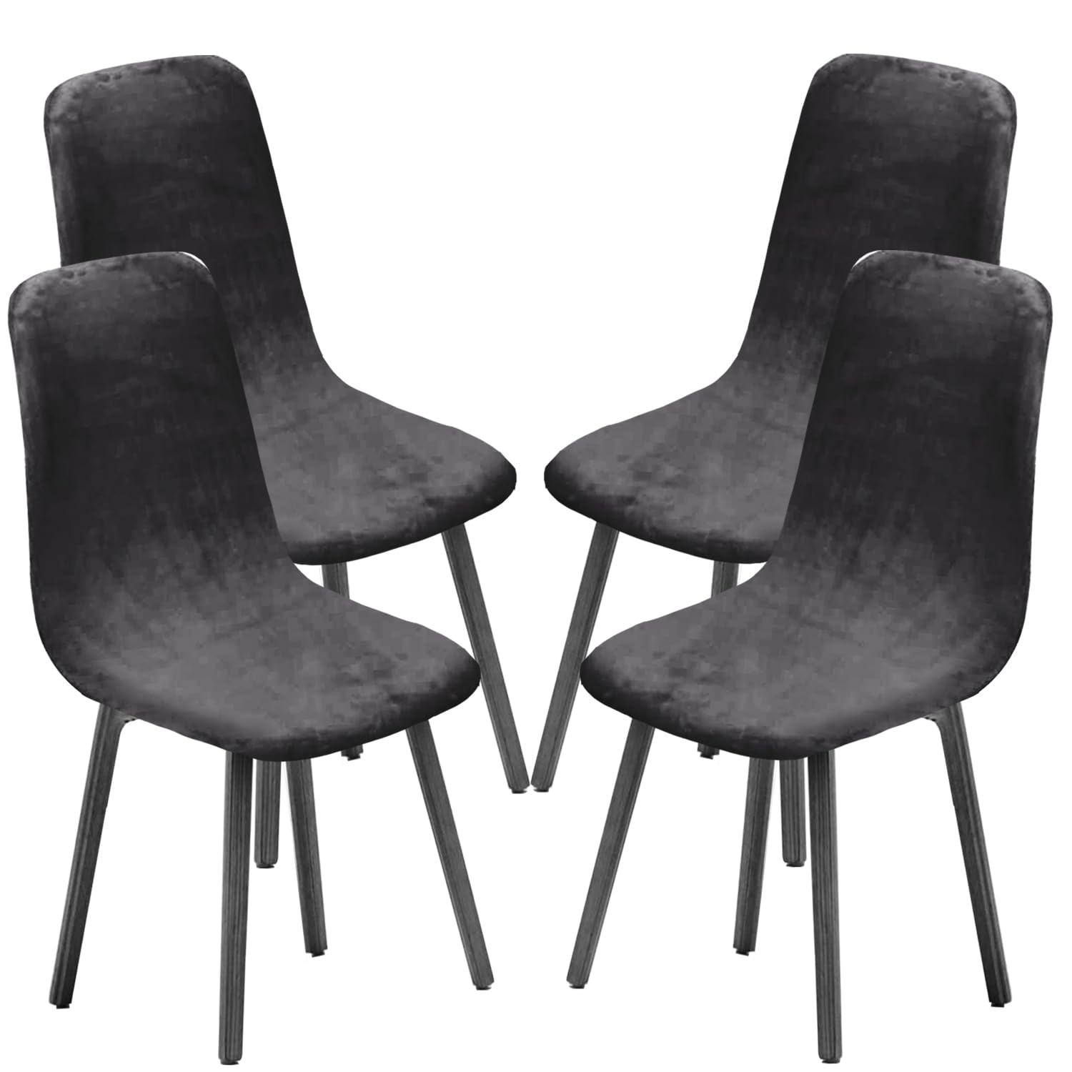KELUINA Mid Century Modern Chair Covers Set of 2/4/6, Style Shell Dining Accent Side Chair, Upholstered (Dark Gray, 4 PCS)