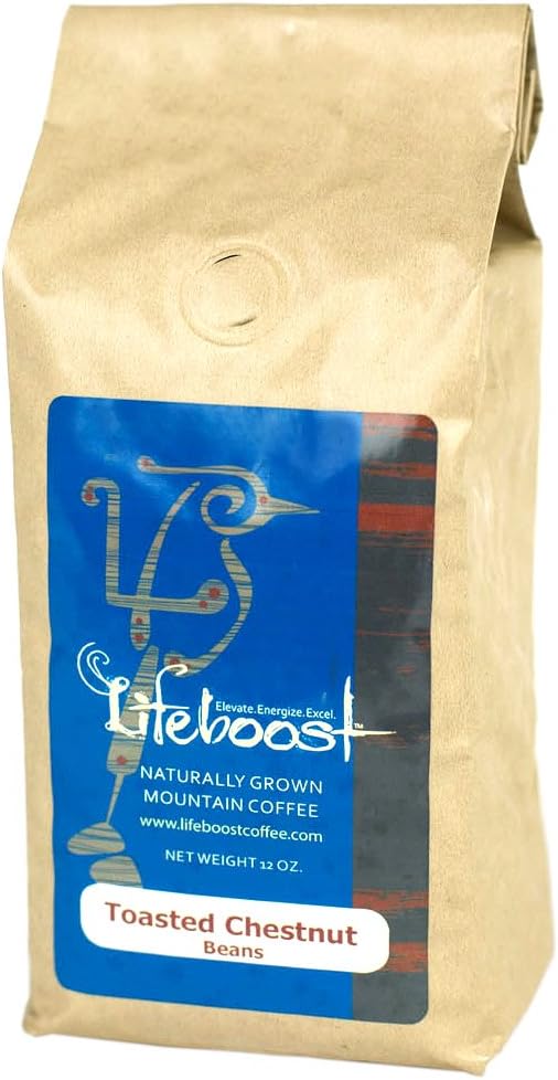 Toasted Chestnut Ground Coffee Beans By LifeBoost - Single Origin Organic Fair Trade 12 oz Ground Toasted Chestnut Roast Coffee