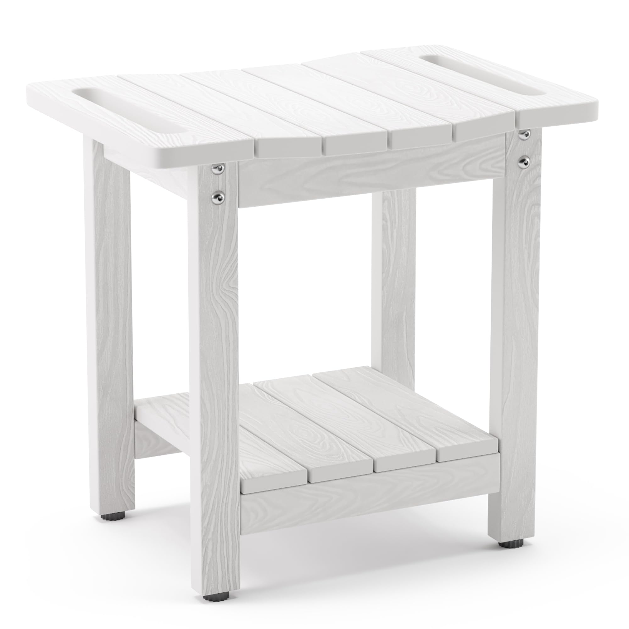 Photo 1 of LUE BONA Shower Bench Seat, White HDPS Shower Benches for Inside Shower, Waterproof Shower Stool for Shaving Legs Foot Stool for Spa Bathroom, Weather Resistant/Non-Slip/Handles/Indoor or Outdoor Use