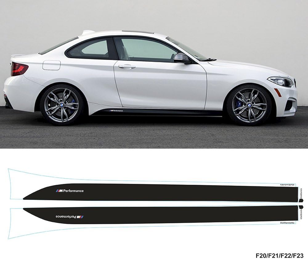 wrappshop M Performance Side Skirt Stripes decals Set for BMW serie2 F22/F23