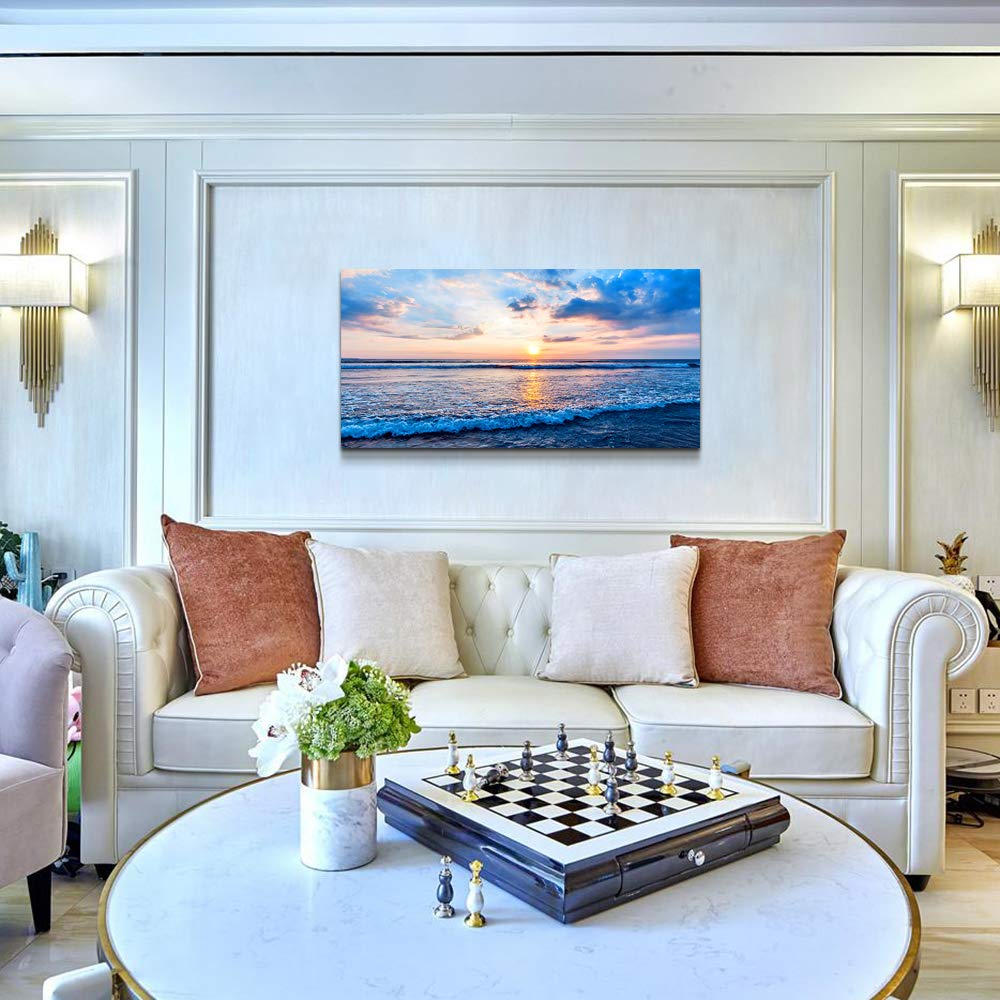 Canvas Wall Art for living room blue beach ocean sea waves landscape Wall Decor Ready to Hang Home Decorations bedroom kitchen bathroom inspirational Canvas prints posters painting wall mural Artwork