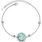 DAOCHONG Sigil of Lilith Abalone Shell Bead Chain Bracelet, 925 Sterling Silver, 7+2 inches
