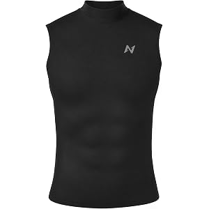 isnowood Men's Compression Tank Top, Sleeveless Mock Turtleneck Undershirt, Quick Dry Athletic Base Layer for Workout Sports