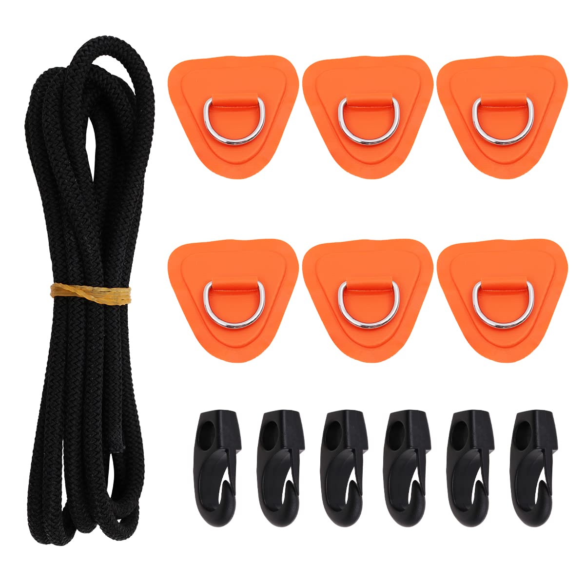 Tiardey 6Pcs Triangle Heavy Duty SUP Bungee Deck Rigging Kit,for Stand up Paddleboard Deck,PVC Inflatable Boat Kayak Canoe Deck - Orange