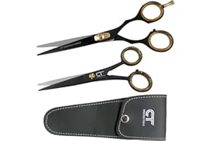 Hair Scissors Set – Large and Small Hair Cutting, Hairdressing and Trimming Black Scissors, Family Care Pack