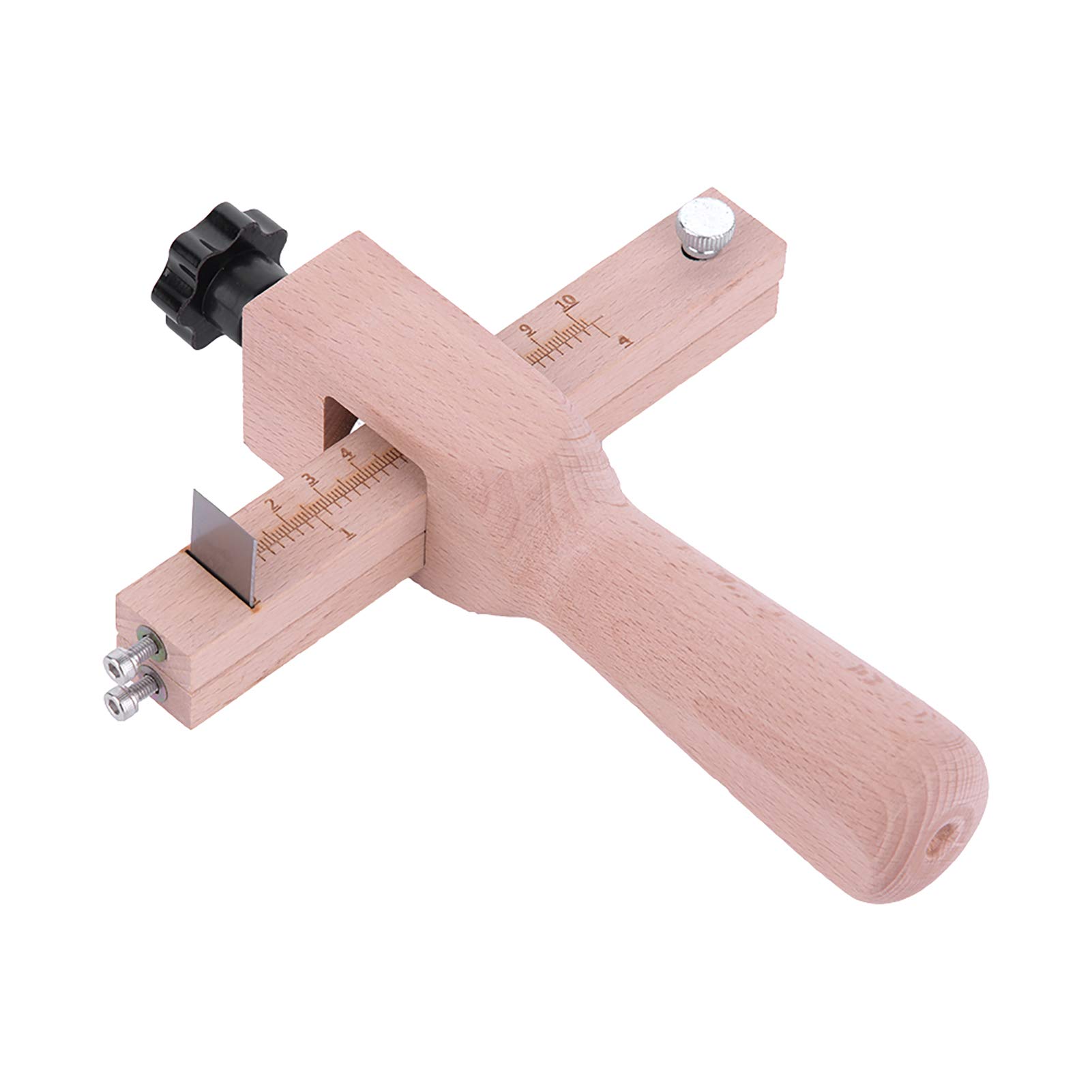 Strip and Strap Cutter Leather Craft DIY Hand Cutting Tool Adjustable with 5 Blades Professional Wooden Leatherworking Tools Stainless Steel Belt Cutters Clear Wood Scale Gauge Accessory Craftool