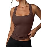 REORIA Built in Bra Tank Tops for Women Summer Sleeveless Racerback Square Neck Casual Basic Ribbed Tops 2026